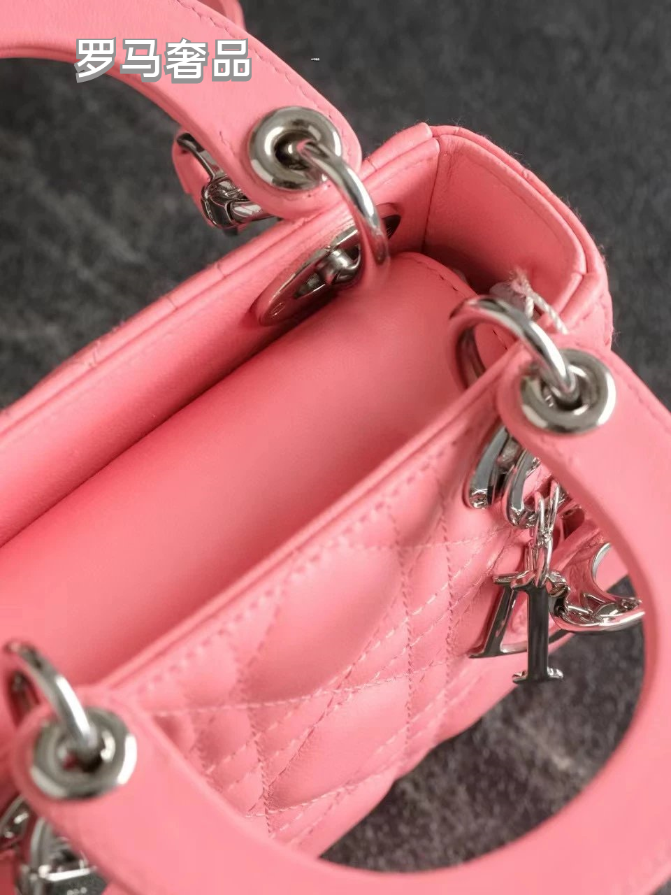 Mini Lady Dior Bag in Pink Cannage Lambskin with Silver-Tone Charms