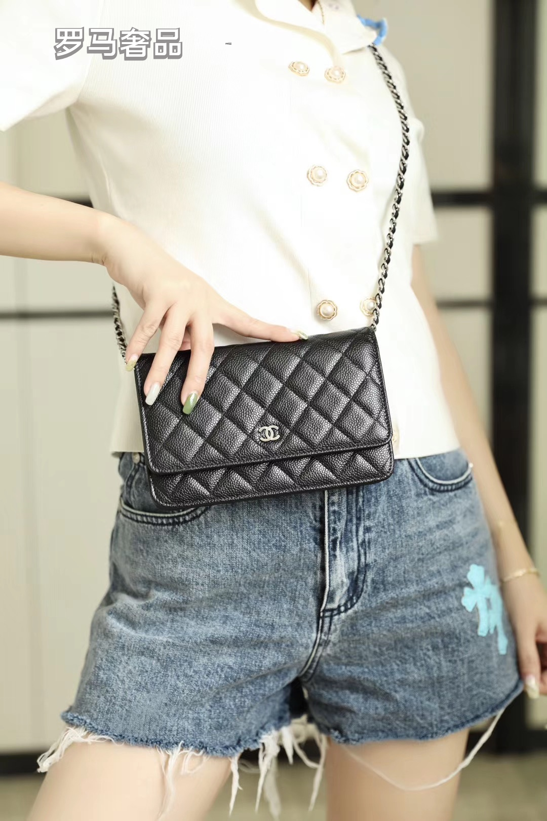 Chanel Classic Wallet on Chain - Black Quilted Lambskin Leather with Silver-Tone Hardware