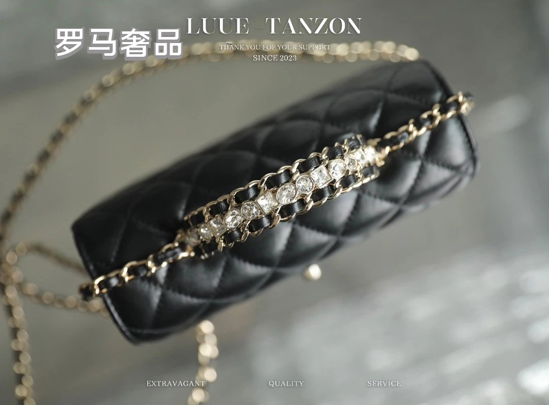 Chanel Mini Flap Bag with Top Handle - Black Quilted Lambskin Leather