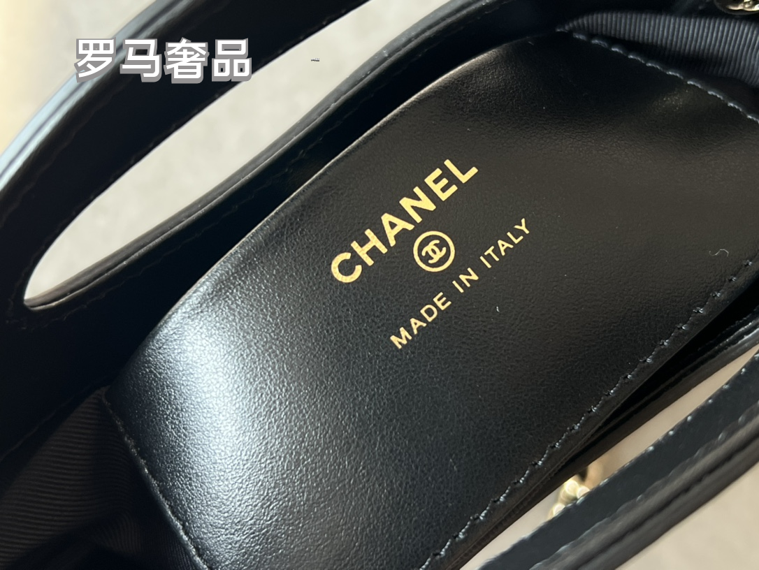 Chanel Black Leather Mini 31 Shopping Bag with Silver-Tone Chain