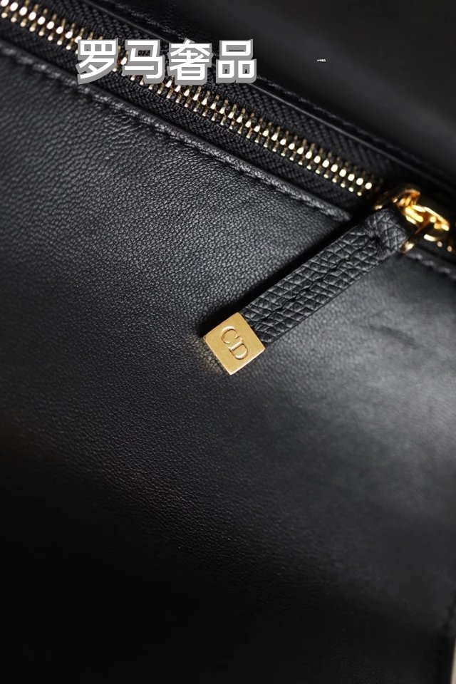 Dior 30 Montaigne Black Box Calfskin Bag with Gold-Finish CD Clasp