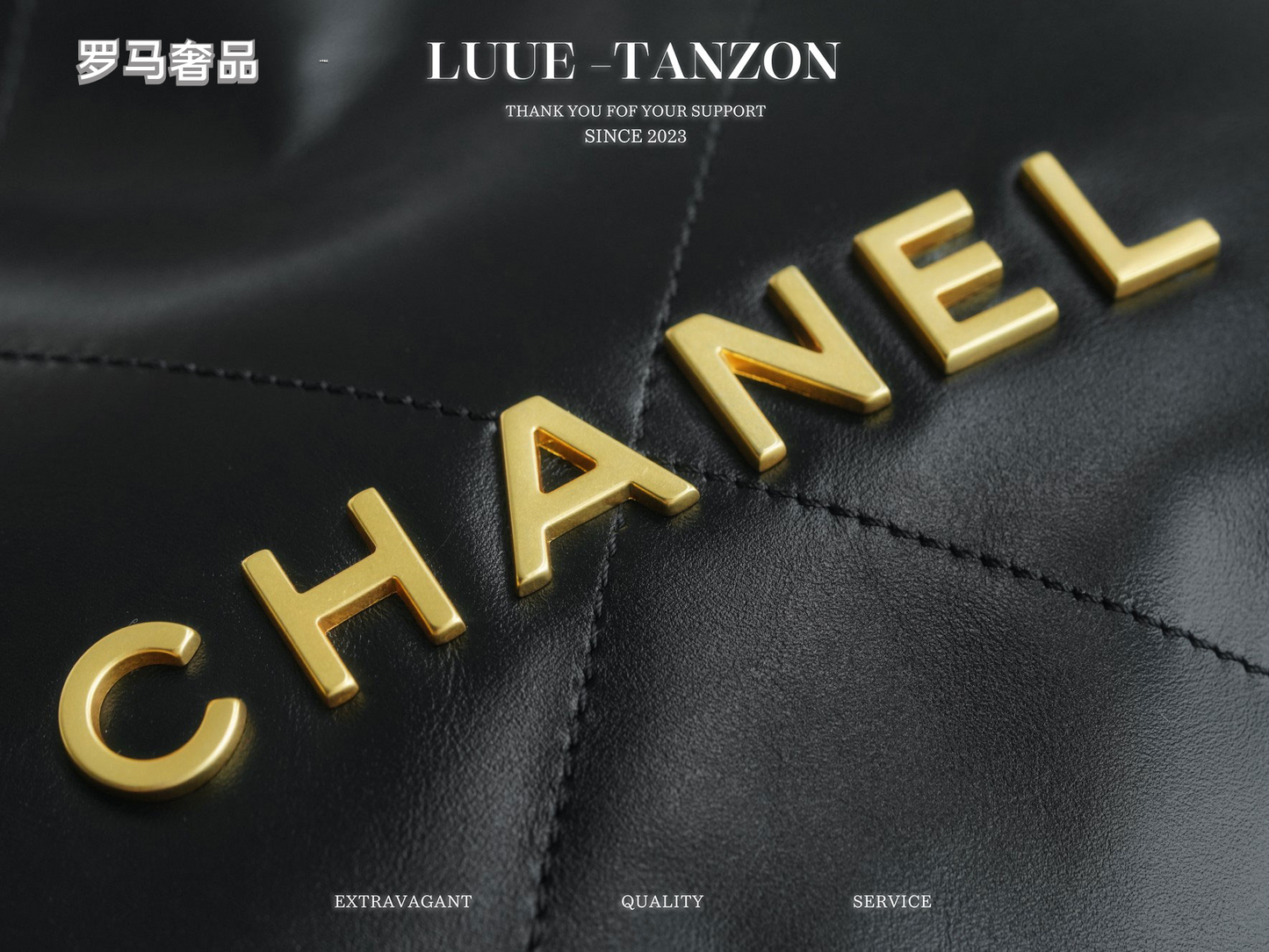 Chanel 22 Handbag - Shiny Calfskin Quilted Leather with Gold-Tone Hardware - Black