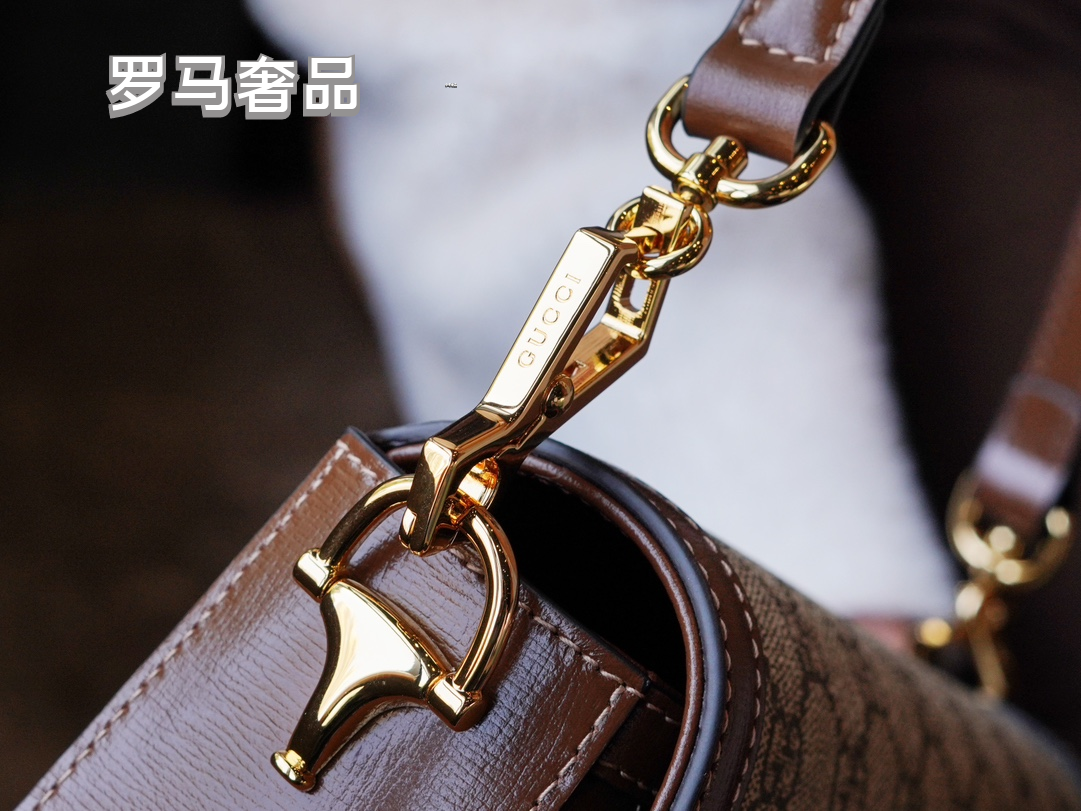 Gucci Vintage Monogram Flap Shoulder Bag with Gold Horsebit Clasp