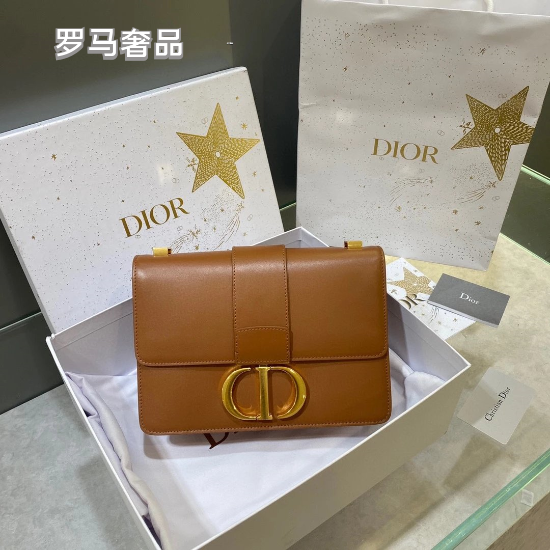 Christian Dior 30 Montaigne Bag in Black Smooth Calfskin with Gold-Finish CD Clasp
