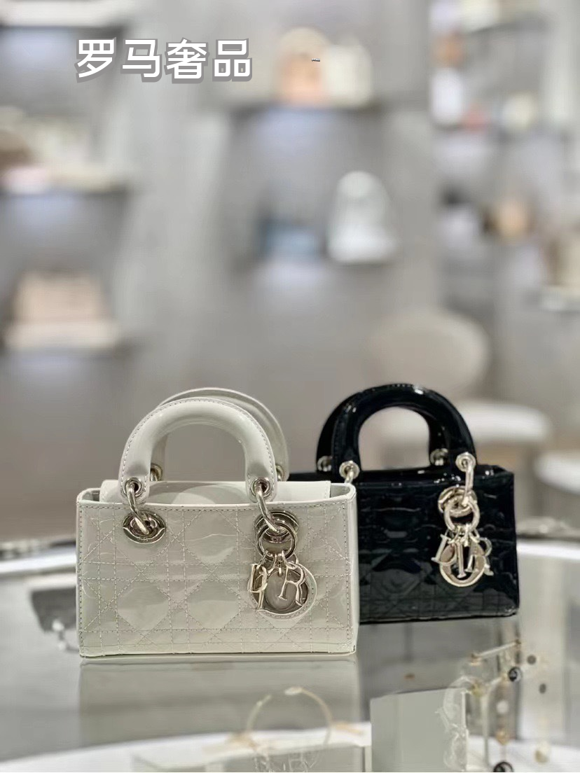 Lady Dior Joy Micro Bag - Cannage Lambskin & Patent Leather Handbags