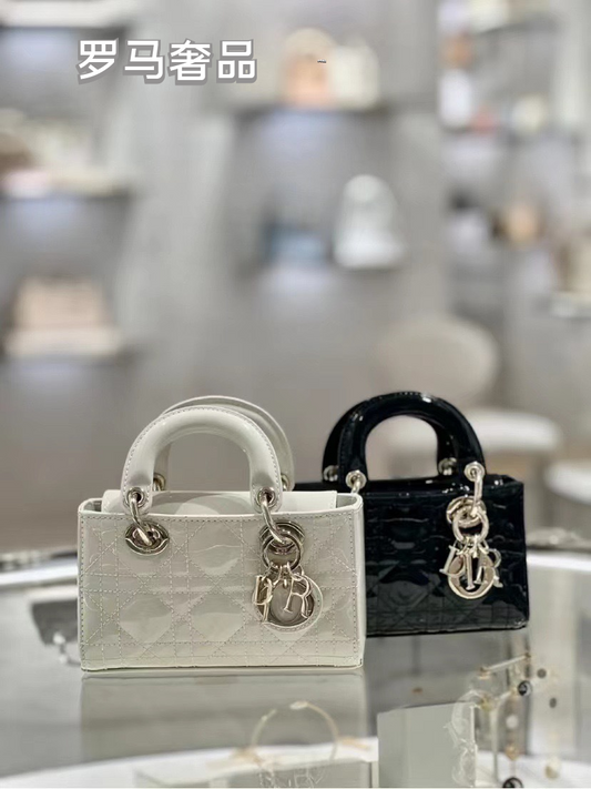 Lady Dior Joy Micro Bag - Cannage Lambskin & Patent Leather Handbags