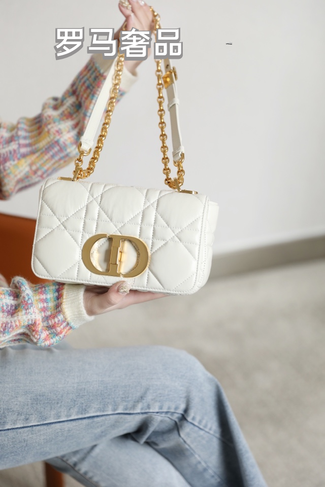 Christian Dior Caro Medium Bag Black Cannage Calfskin Gold Hardware