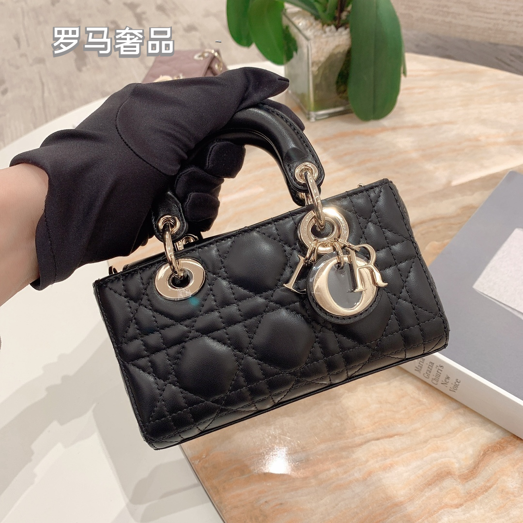 Lady D-Joy Bag - Off-White Cannage Lambskin with Gold-Finish Metal Charms