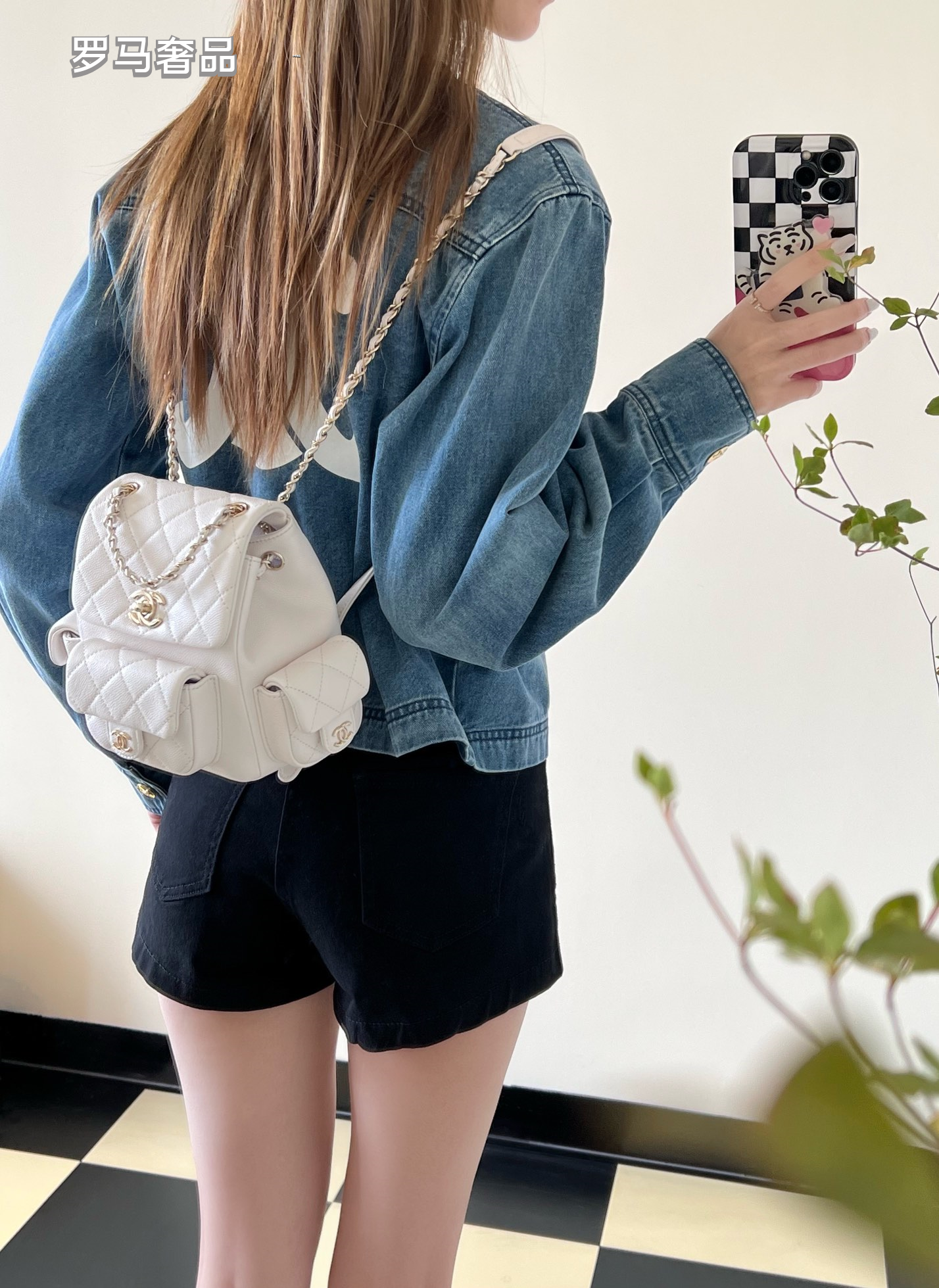 Chanel Quilted Grey Leather Backpack with Gold-Tone Hardware