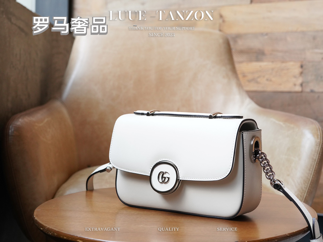 Gucci Small GG Leather Shoulder Bag - White
