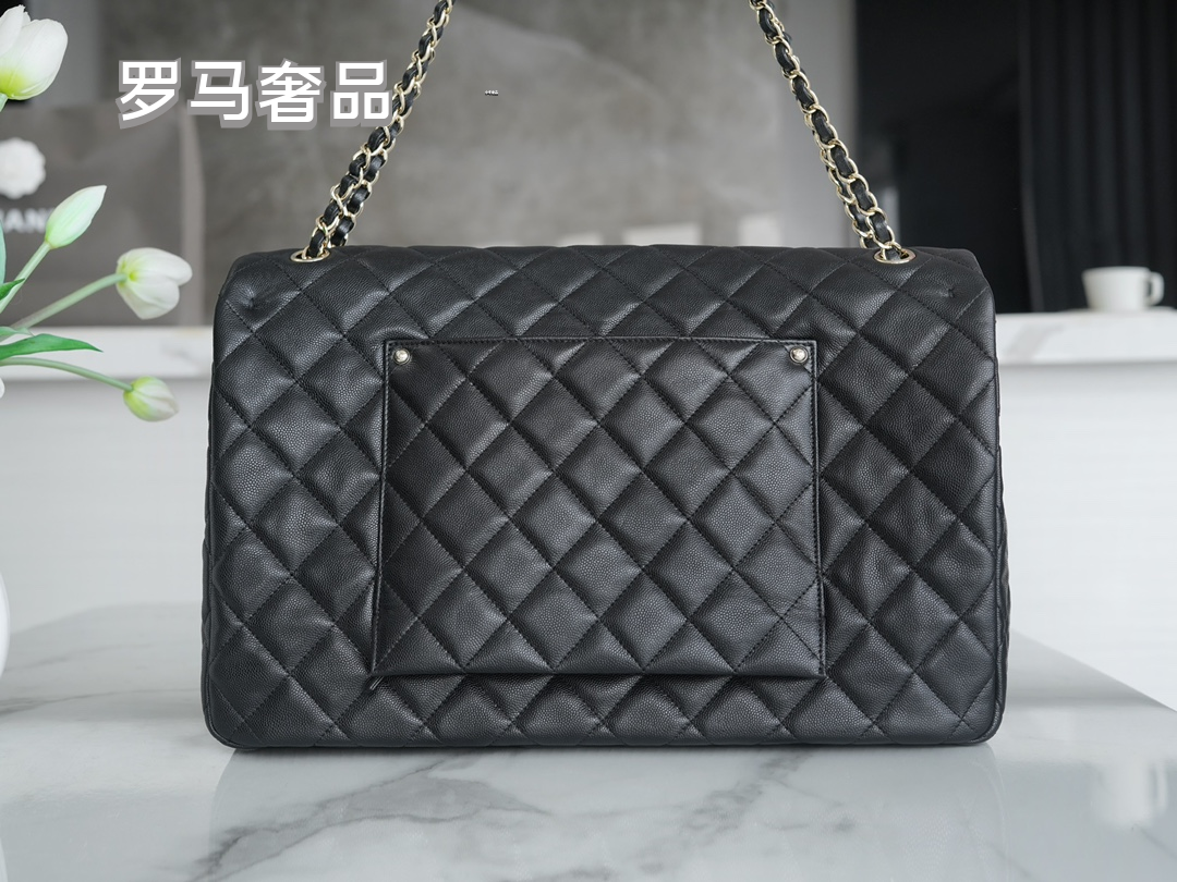 Chanel Classic Jumbo Double Flap Bag - Black Quilted Leather with Silver-Tone Hardware