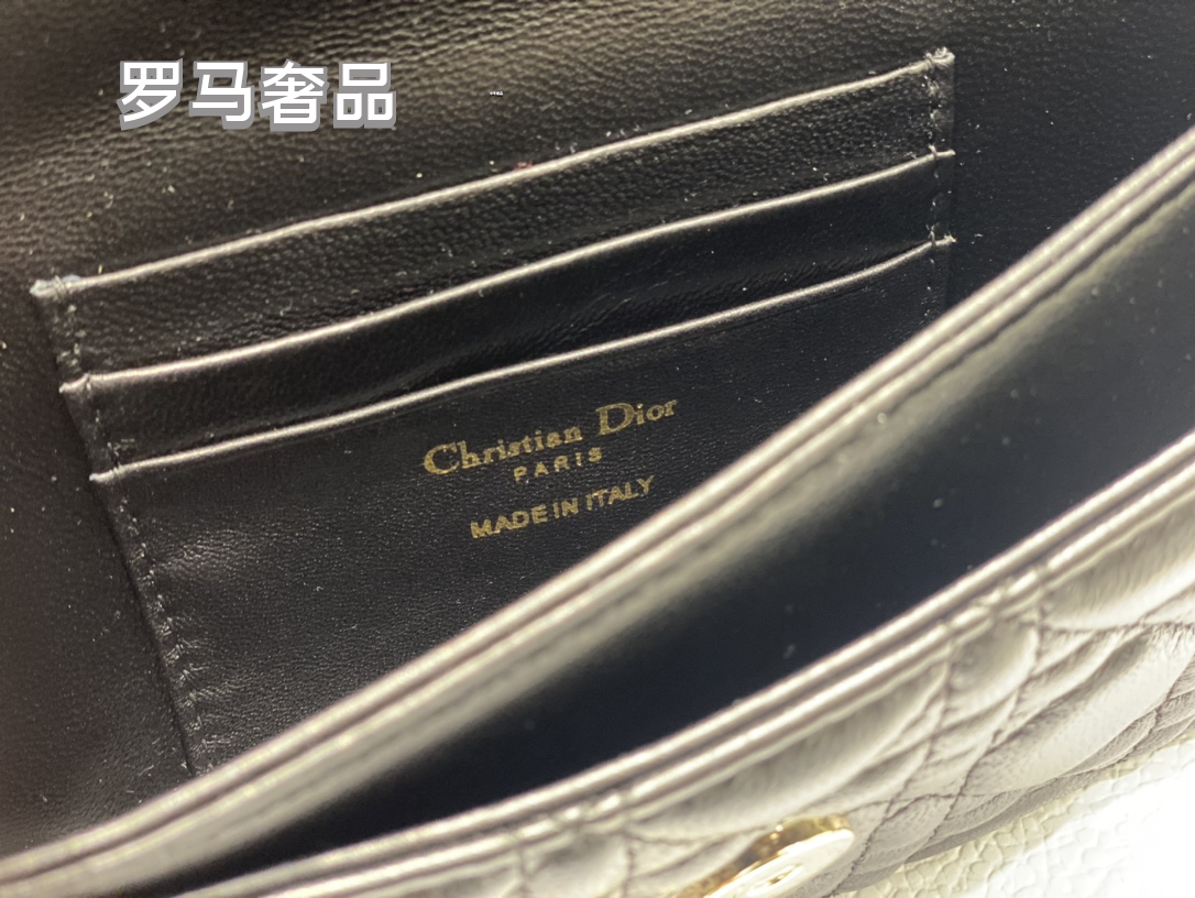 Christian Dior Lady Dior Pouch Black Cannage Lambskin Gold-Tone Hardware