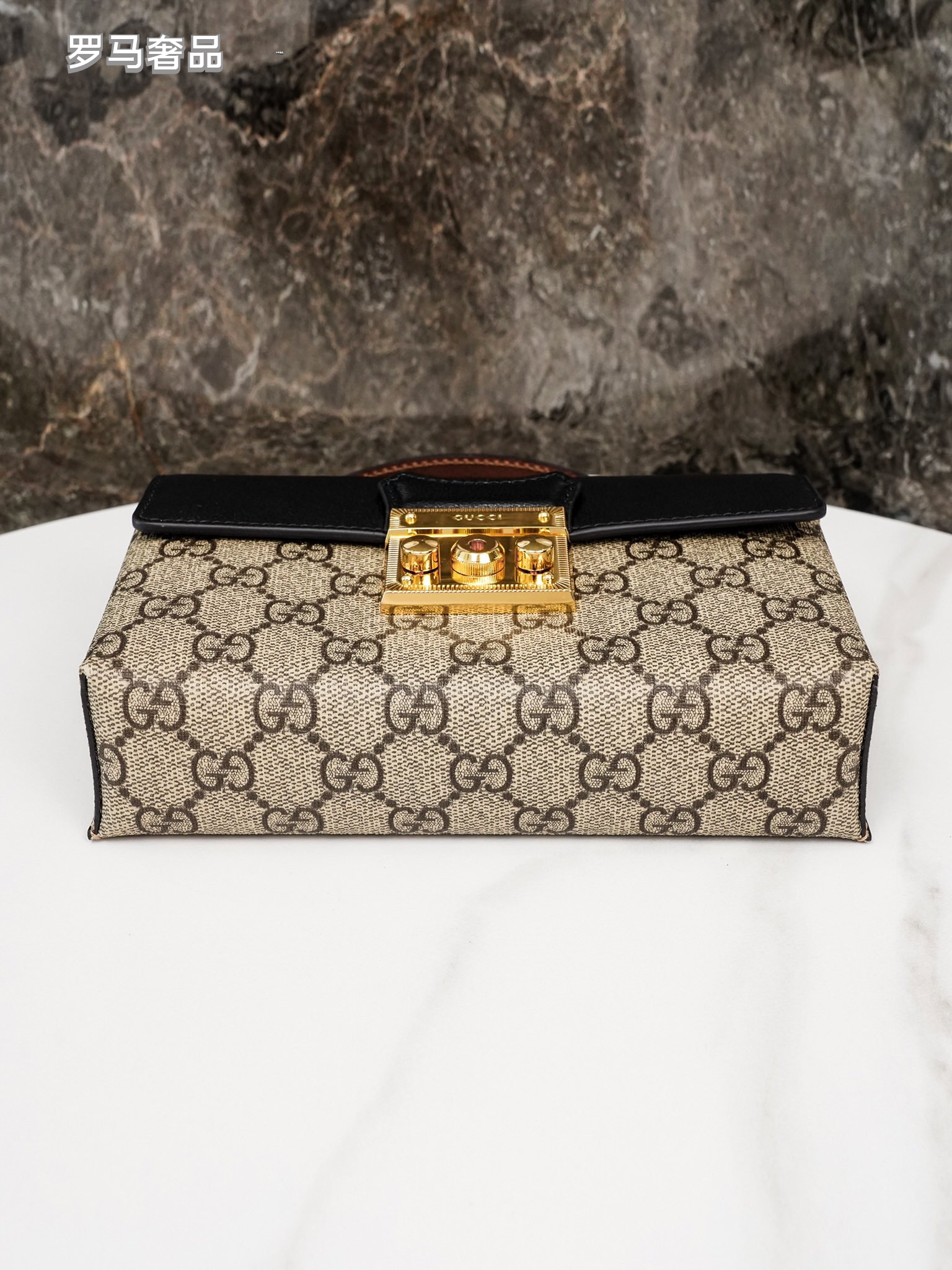 Gucci Padlock Small GG Supreme Shoulder Bag - Black &amp; Brown Leather