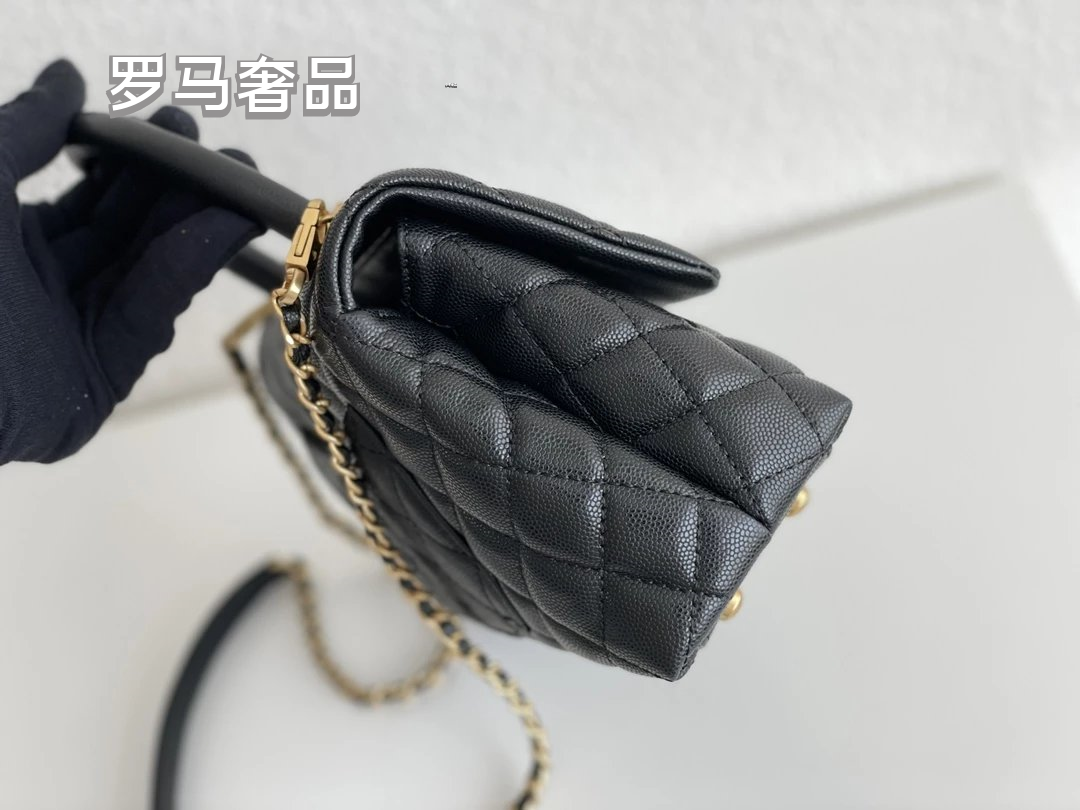 Chanel Small Coco Handle Bag - Black Quilted Leather with Gold Hardware
