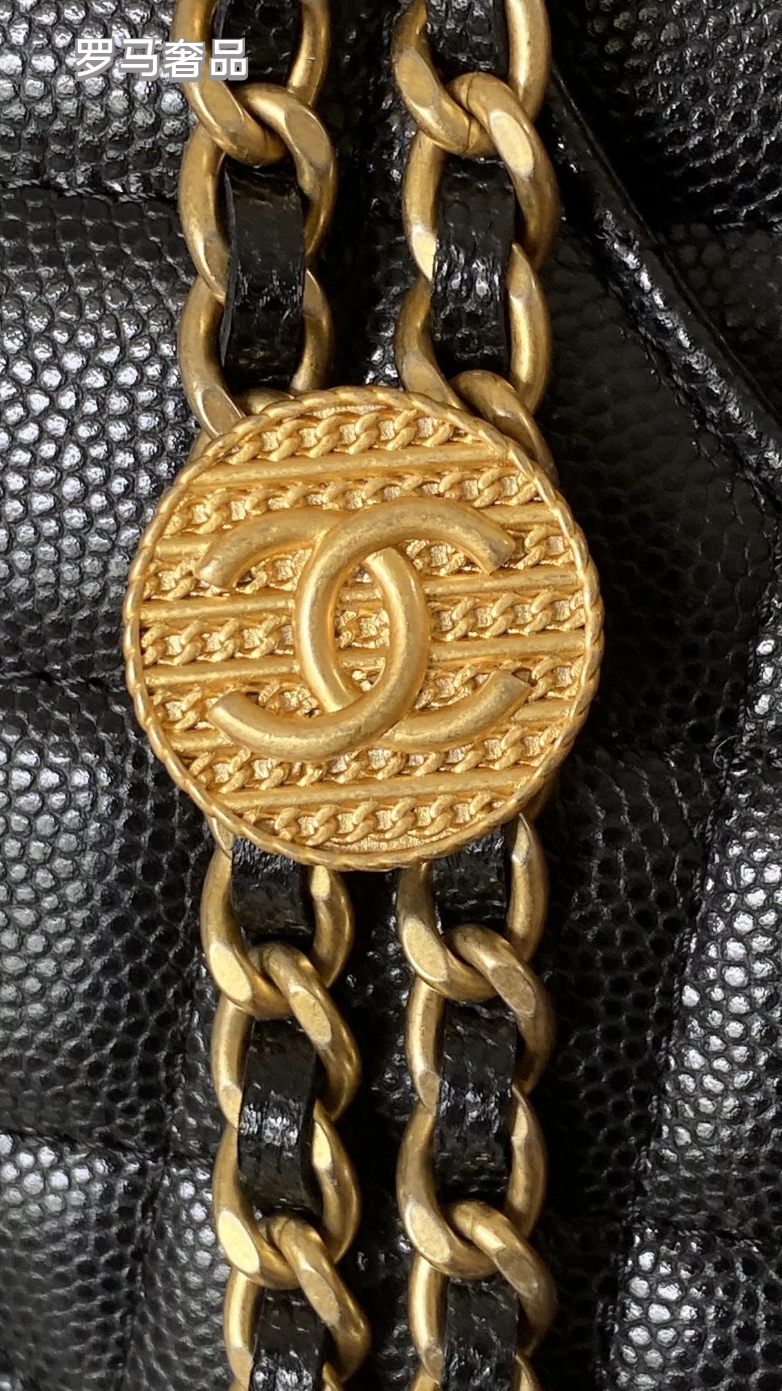 Tanzon Black Quilted Leather Crossbody Bag with Gold Chain Strap