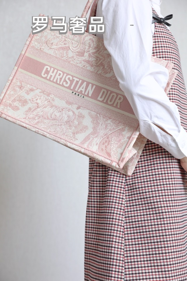Christian Dior Pink Toile de Jouy Book Tote Bag
