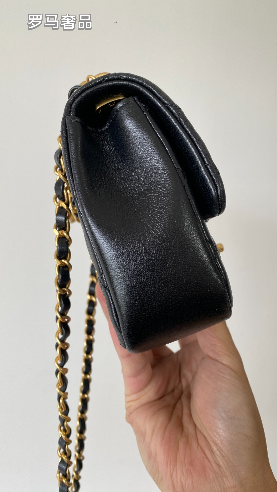 Chanel Quilted Mini Flap Bag with Pearl and Chain Strap, Black Lambskin
