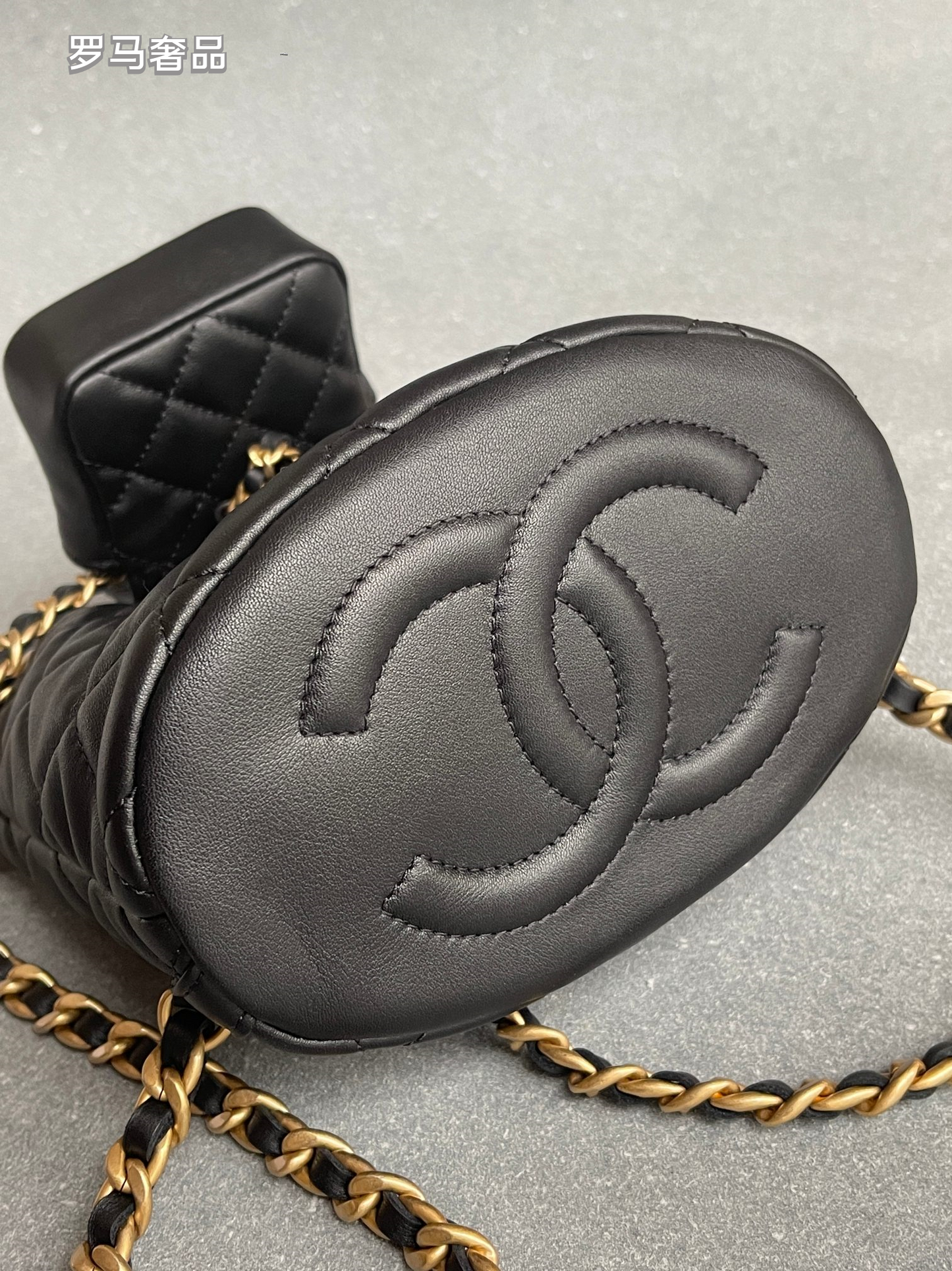 Chanel Small Quilted Lambskin Bucket Bag with Mini Pouch - Black with Gold Hardware