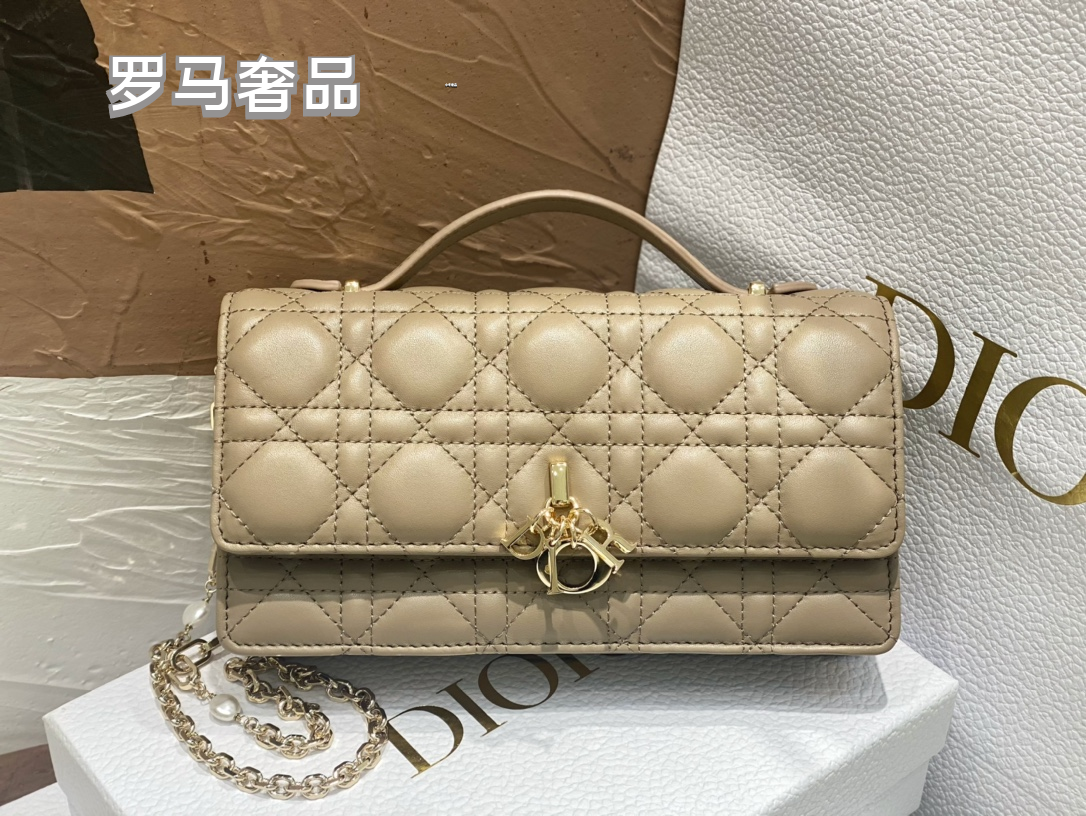 Christian Dior Lady Dior Pouch Black Cannage Lambskin Gold-Tone Hardware