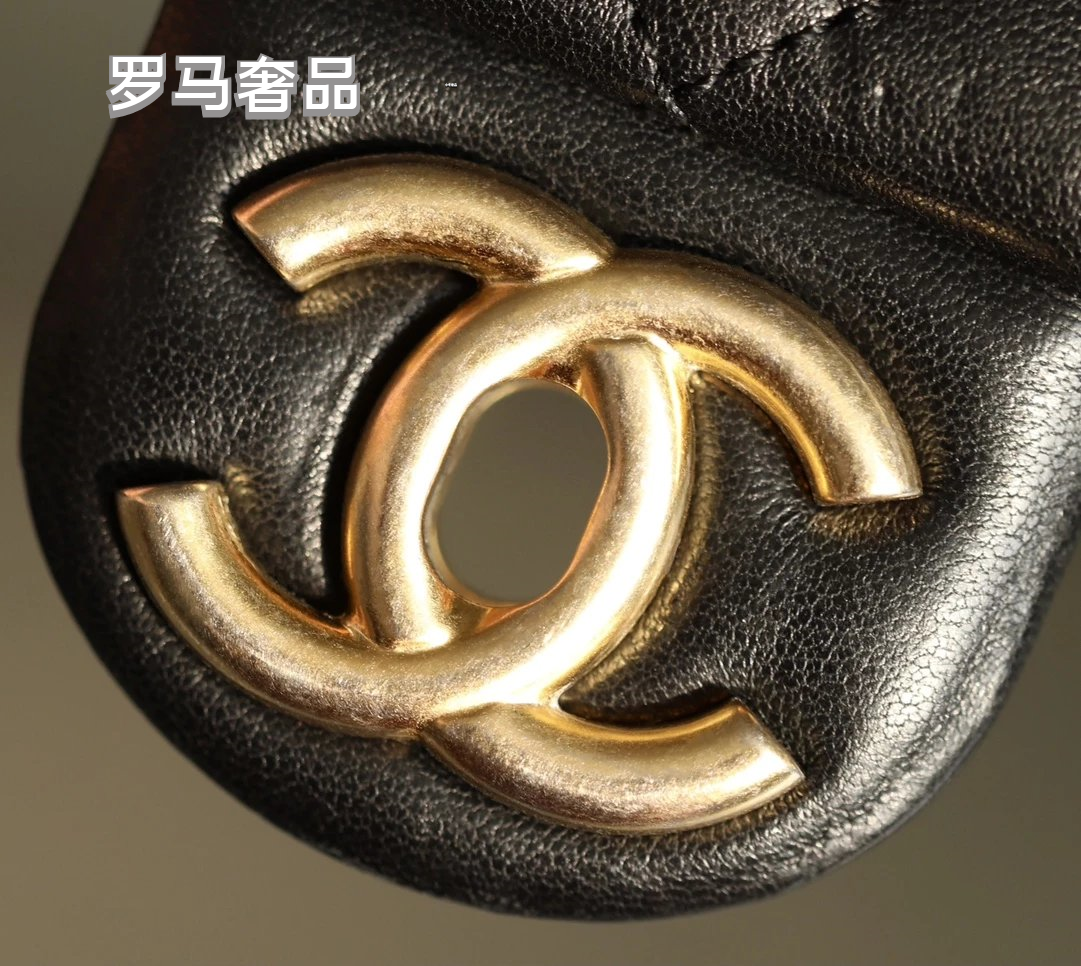 Chanel Black Quilted Lambskin Flap Bag with Gold-Tone Logo Chain