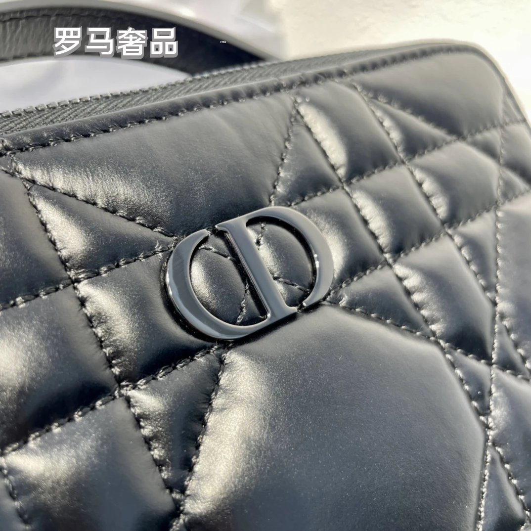 Luxury Quilted Cannage & Oblique Pattern Vanity Case Cosmetic Bag for Women