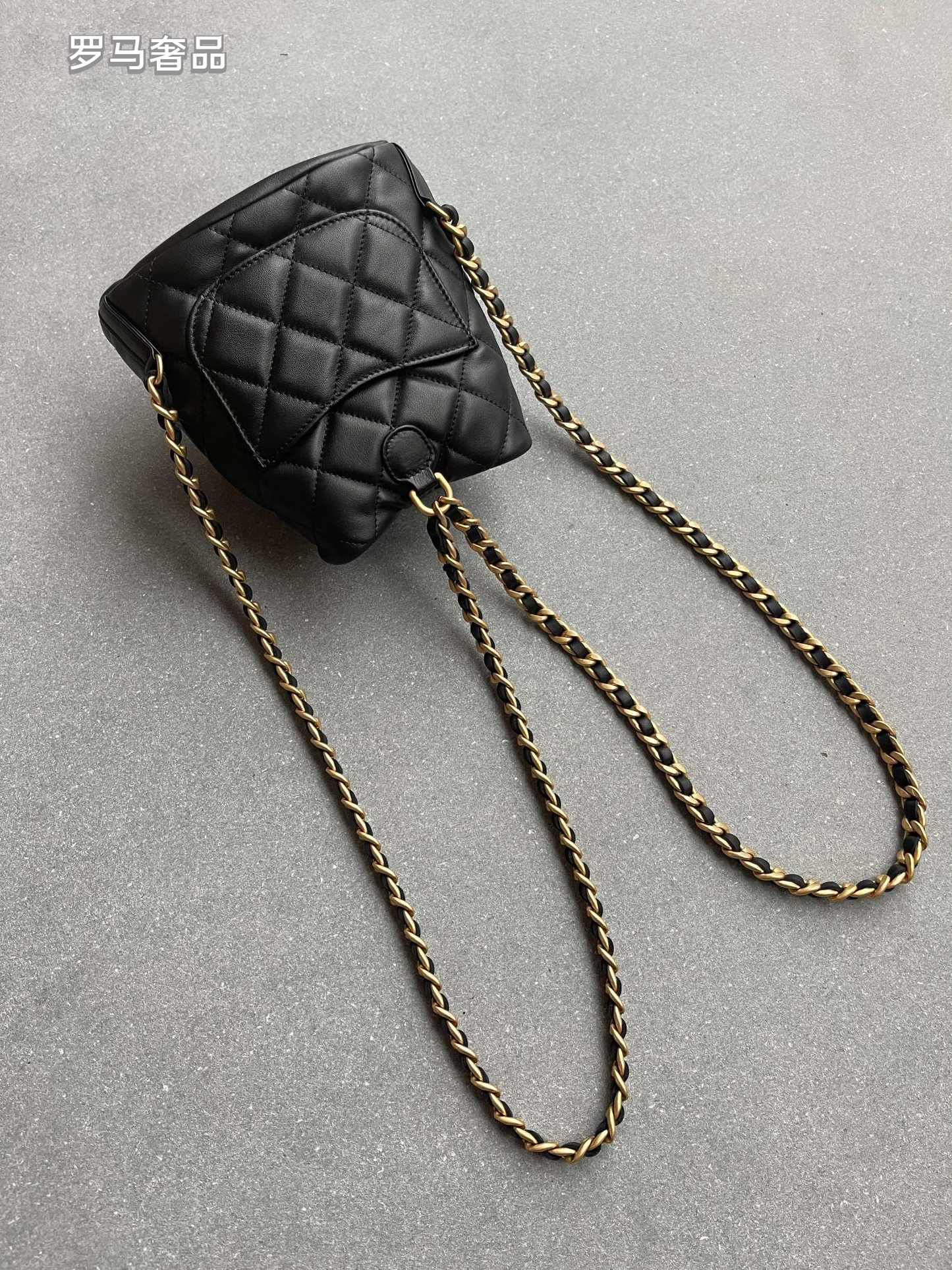 Chanel Small Quilted Lambskin Bucket Bag with Mini Pouch - Black with Gold Hardware