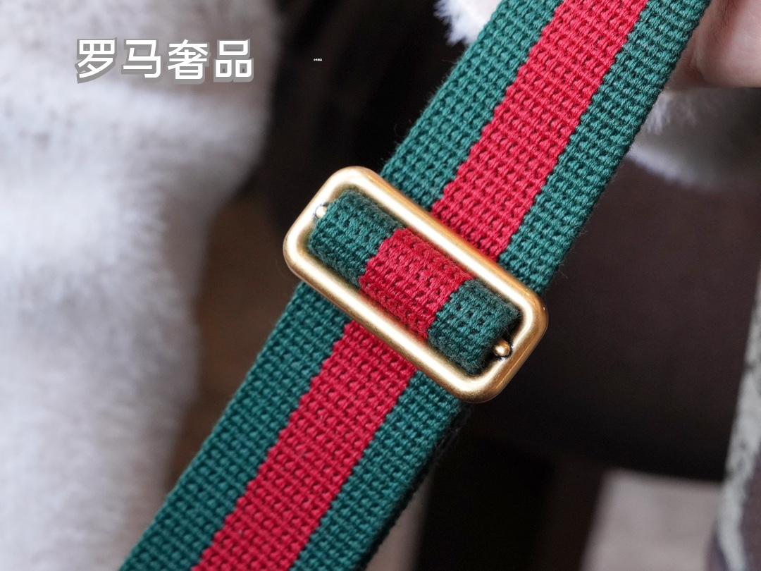 Gucci GG Supreme Canvas Belt Bag with Green and Red Web Strap