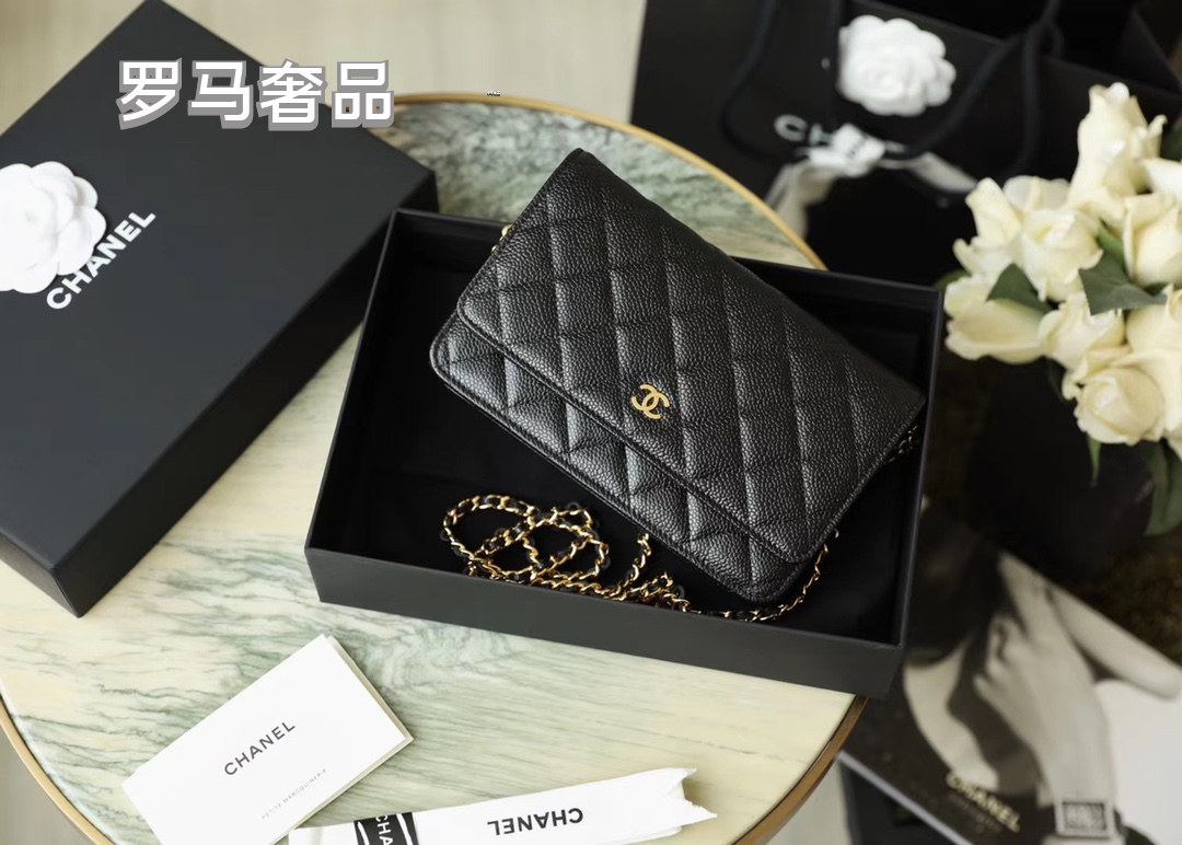 Chanel Classic Wallet on Chain - Black Quilted Lambskin Leather with Silver-Tone Hardware