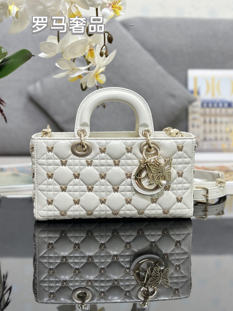 Christian Dior Lady D-Joy Bag Black Quilted Lambskin with Butterfly Charm