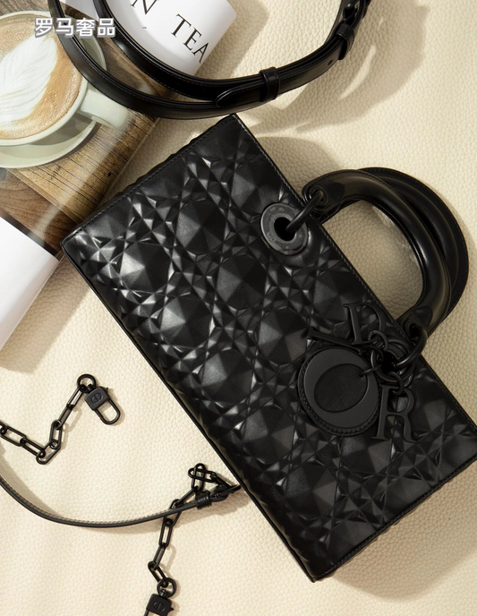 Dior Lady D-Joy Bag - Black Ultra-Matte Cannage Calfskin Luxury Handbag