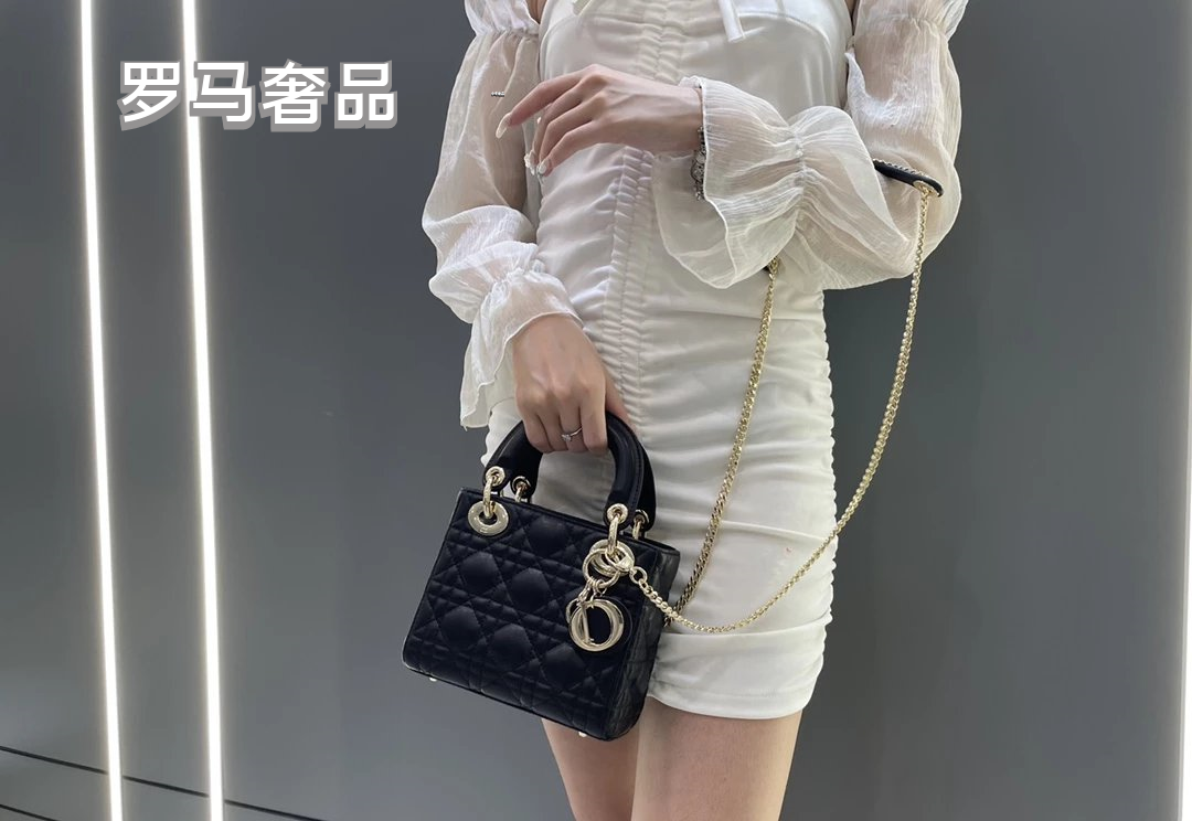 Christian Dior Lady Dior Mini Bag White Cannage Lambskin with Silver-Tone Hardware