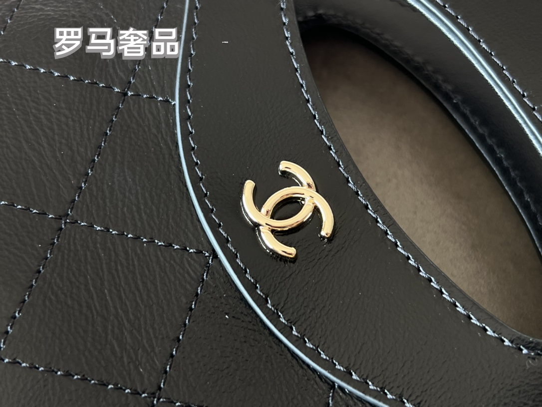 Chanel Black Leather Mini 31 Shopping Bag with Silver-Tone Chain