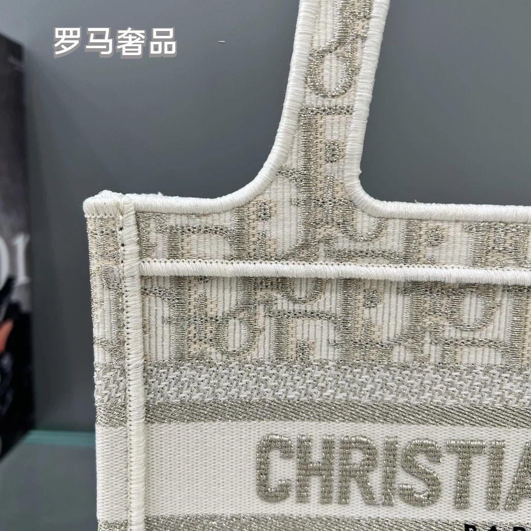 Christian Dior Blue Dior Oblique Embroidery Mini Book Tote
