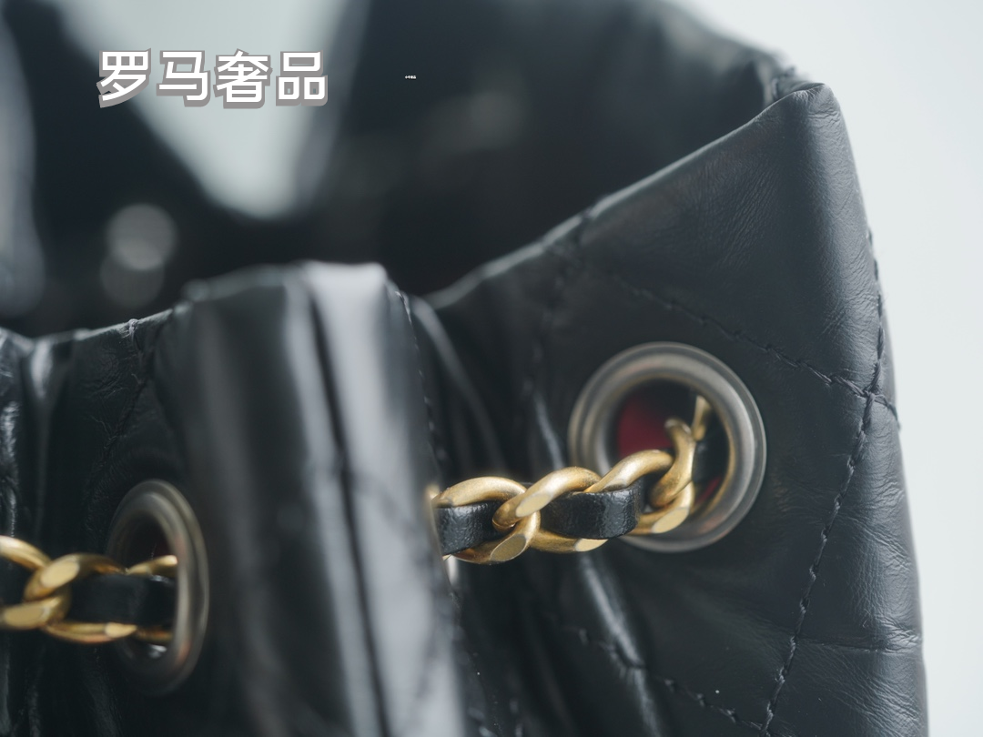 Chanel Gabrielle Small Bucket Bag - Black Quilted Calfskin with Mixed Metal Hardware