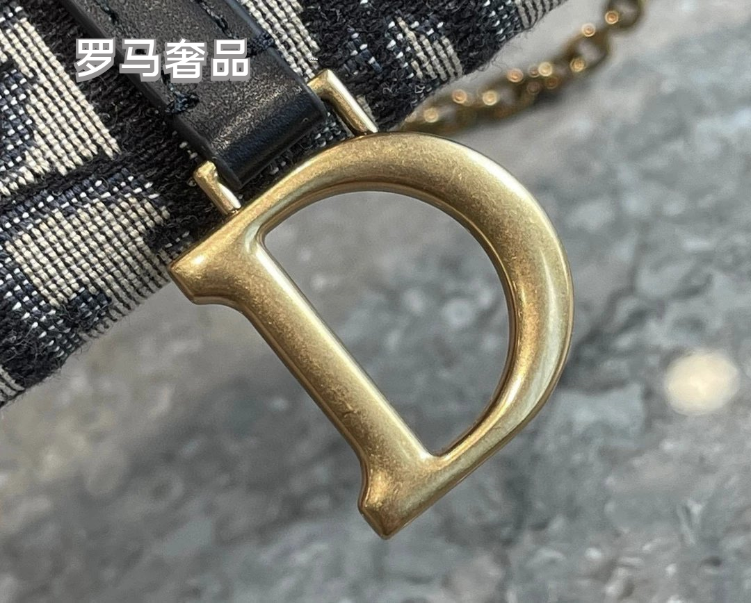 Dior Saddle Wallet on Chain Blue Dior Oblique Jacquard