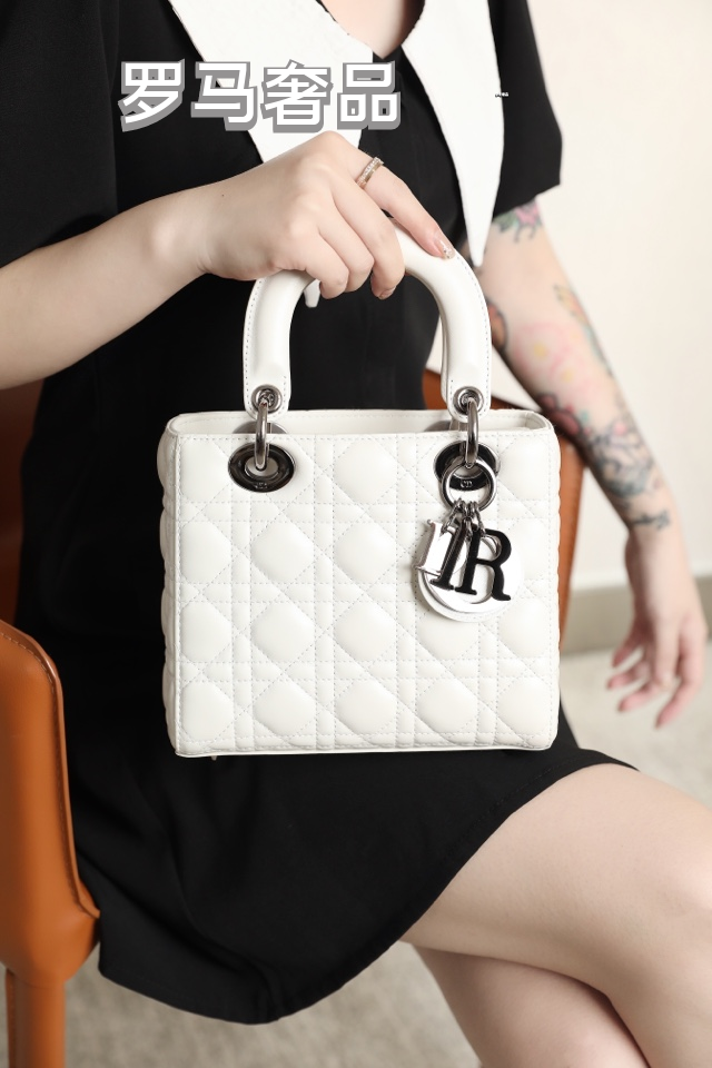 Lady Dior My ABCDIOR Small Handbag in Light Gray Cannage Lambskin