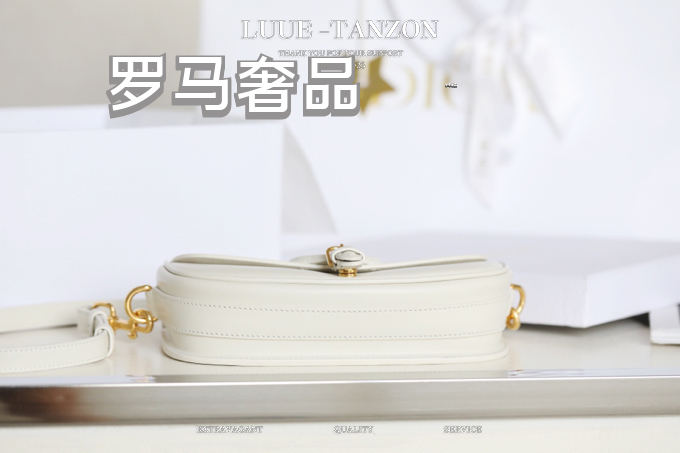 Dior Small Bobby Bag in White Box Calfskin with Gold-Finish Hardware