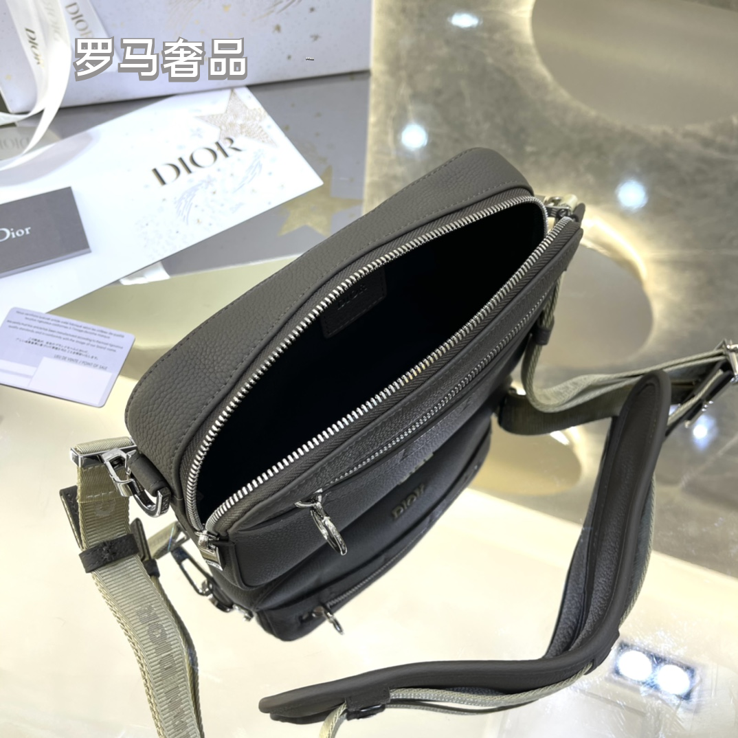 Dior Black Compact Utility Crossbody Bag with Adjustable Shoulder Strap