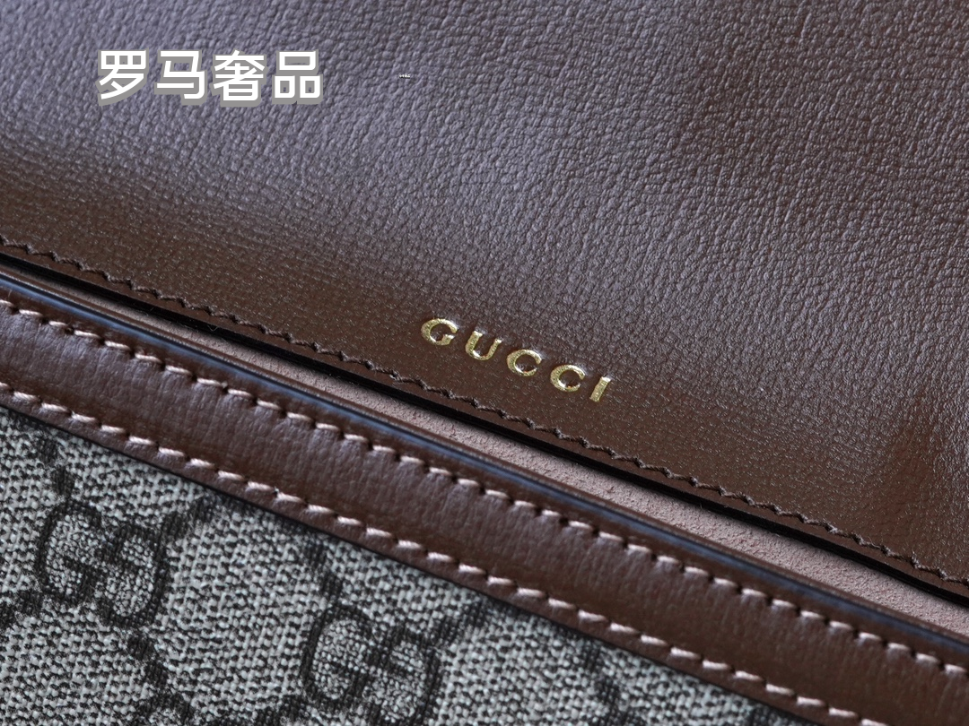Gucci Horsebit 1955 Mini Shoulder Bag in GG Supreme Canvas with Brown Leather Trim
