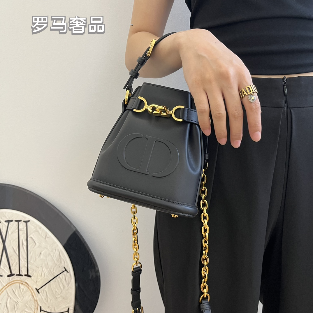 Christian Dior C'est Dior Bucket Bag - White Calfskin with Gold-Tone Hardware