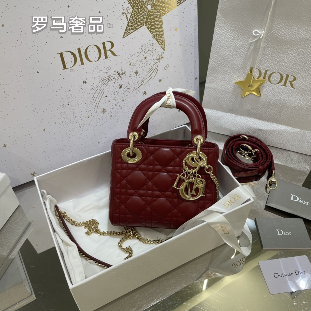 Lady Dior Micro Bag - Black Cannage Lambskin with Gold-Finish Metal Charms