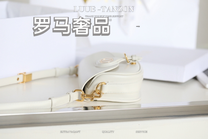 Dior Small Bobby Bag in White Box Calfskin with Gold-Finish Hardware