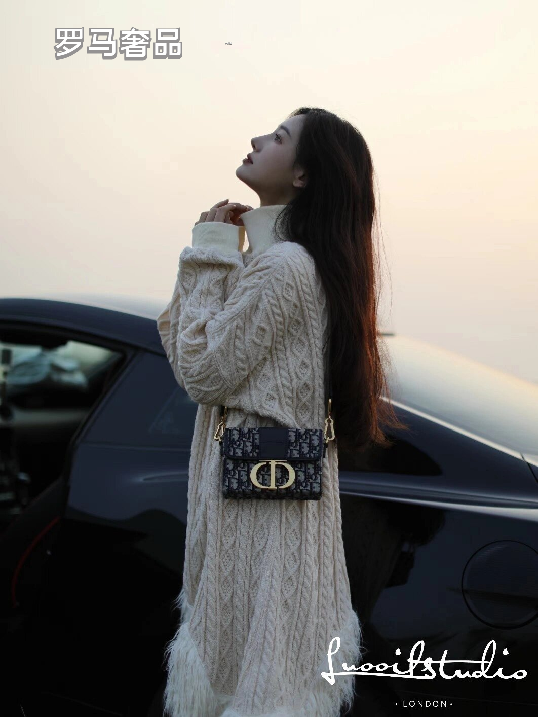 Christian Dior 30 Montaigne Bag in Blue Dior Oblique Jacquard