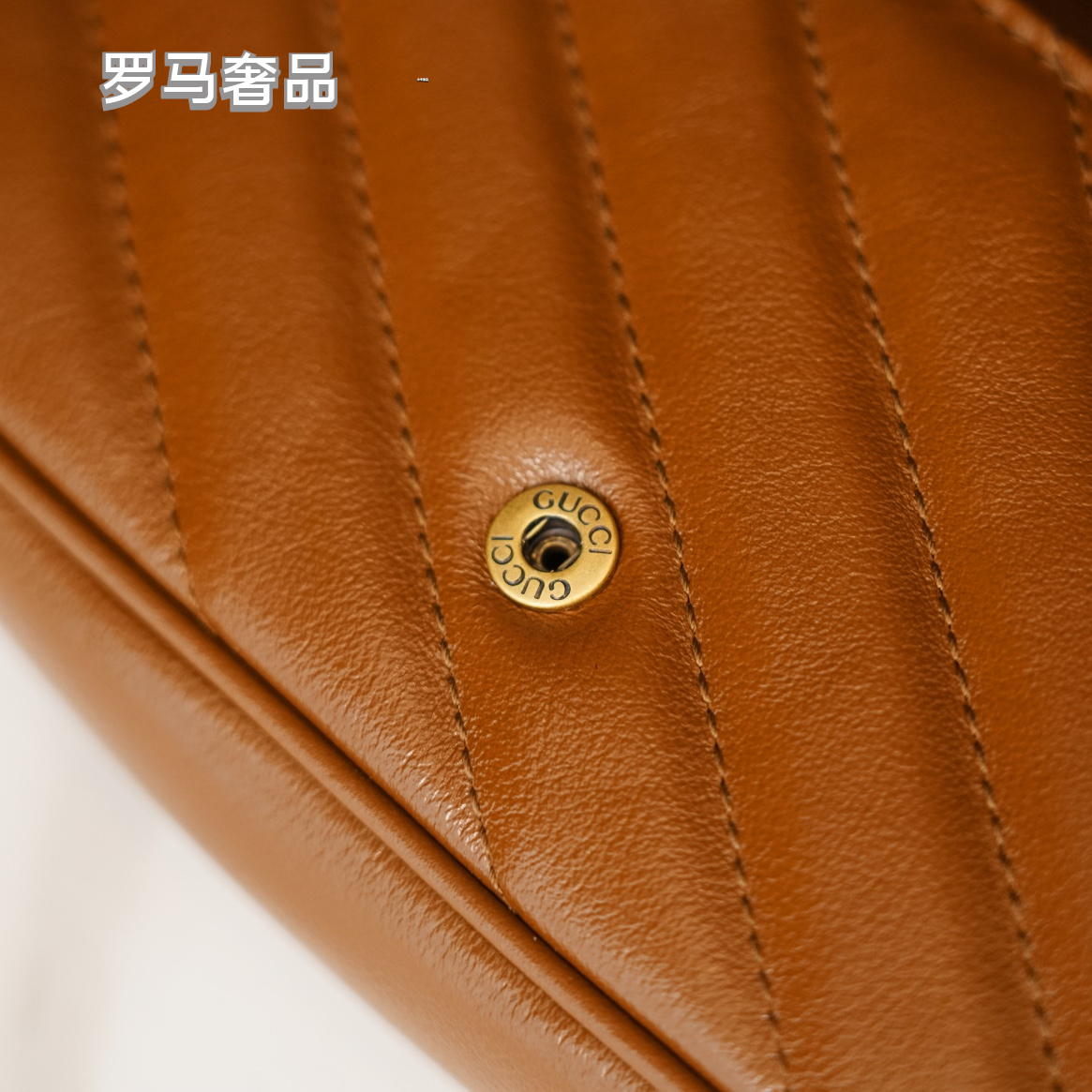 Gucci Brown Quilted Leather Crossbody Bag with Gold Chain Strap