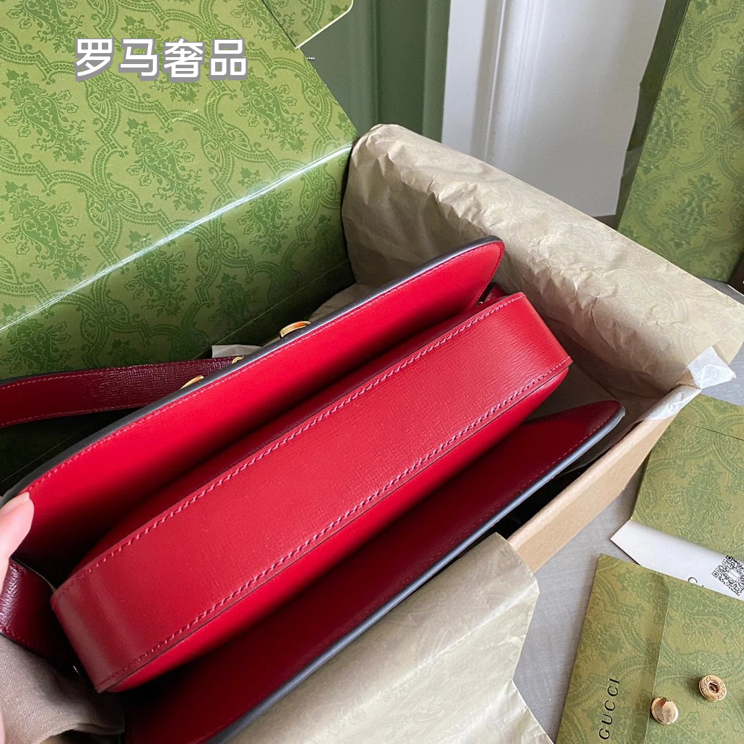 Designer GG Supreme Horsebit Shoulder Bag - Red Leather &amp; Monogram Canvas