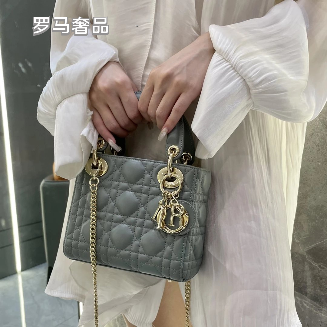 Christian Dior Lady Dior Mini Bag White Cannage Lambskin with Silver-Tone Hardware