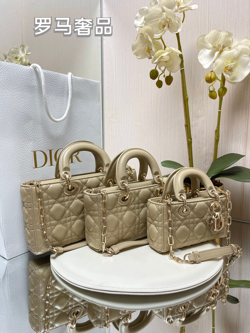 Christian Dior Lady D-Joy Bag - Black Cannage Lambskin with Gold-Finish Metal Charms