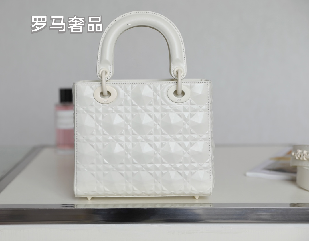 Lady Dior My ABCDIOR Small Handbag in Light Gray Cannage Lambskin