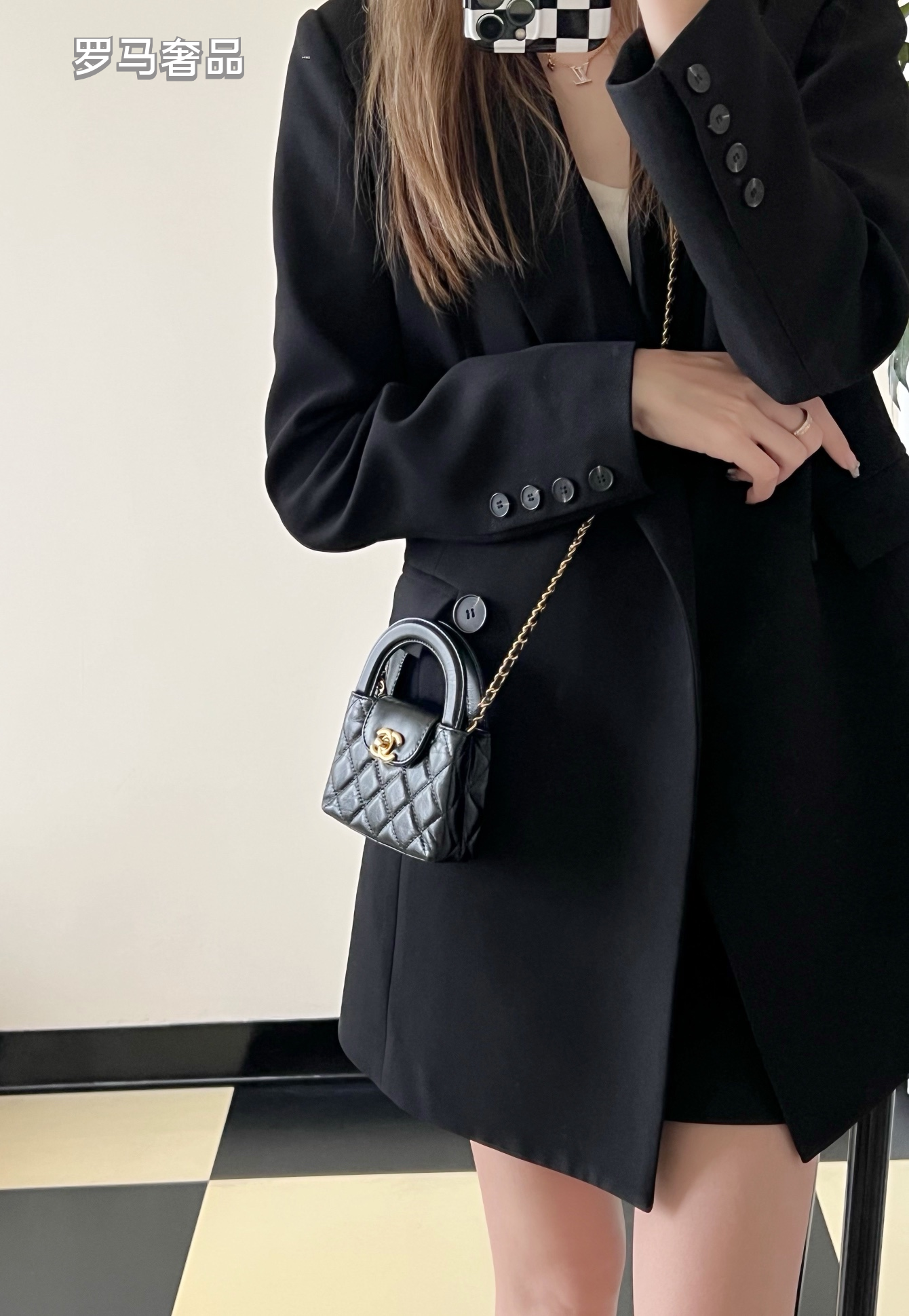 Chanel Black Quilted Lambskin Mini Top Handle Bag Gold-Tone Hardware