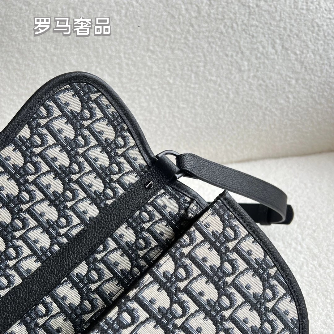 Dior Gallop Mini Shoulder Bag - Blue Dior Oblique Jacquard & Black Grained Calfskin